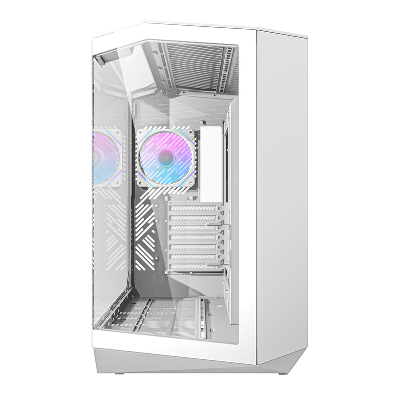 Darkflash DY470 számítógépház + 4 ventilátor + GPU konzol Fehér  