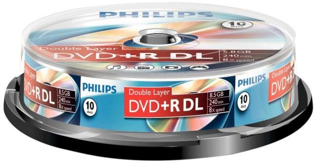 Philips DVD+R 8.5GB 8X Doublelayer DVD lemez hengeres 10db/cs Philips DVD+R 8.5GB 8X Doublelayer DVD lemez hengeres 10db/cs