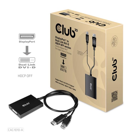  Club3D DisplayPort to Dual Link DVI-D HDCP OFF version Active Adapter 