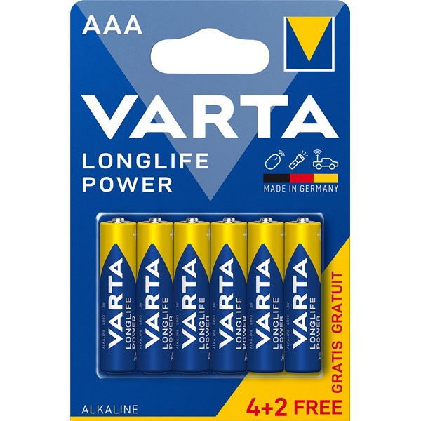 Varta Longlife Power alkáli elem AAA 6db (4903121436) Varta Longlife Power alkáli elem AAA 6db (4903121436)