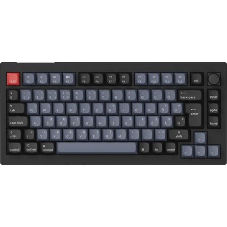 Keychron V1 Max Bluetooth / vezeték nélküli / USB Gateron Jupiter Red mechanikus billentyűzet fekete-kék (V1M-D1-HG)