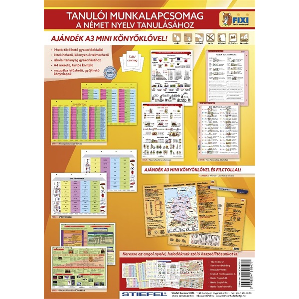 Tanulói munkalap csomag, 5 munkalap, 1 alátét, filc, STIEFEL "Német nyelvtanulás"
