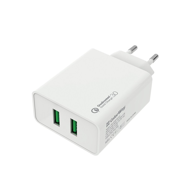 COLORWAY CW-CHS017Q-WT USB töltő adapter  2USB Quick Charge 3.0 (36W) Fehér 