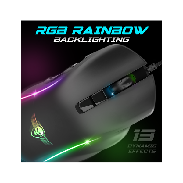 Spirit of Gamer ELITE-M30  Optikai 10 gomb programozható RGB Egér  Fekete 