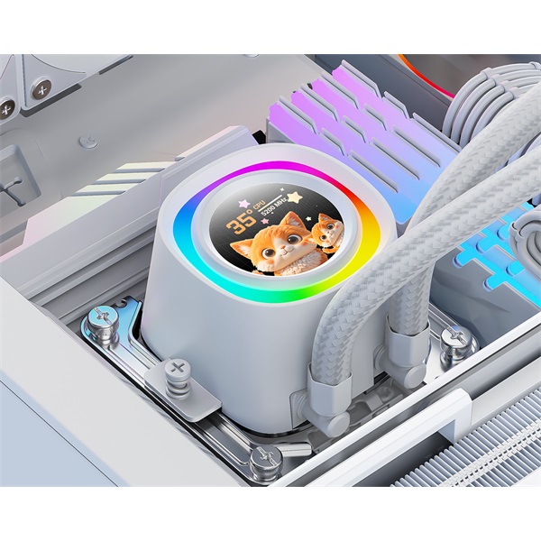 ID-Cooling CPU Water Cooler - FX360 LCD WHITE (27.2dB; max.98,54 m3/h; 3x12cm, A-RGB, fehér)