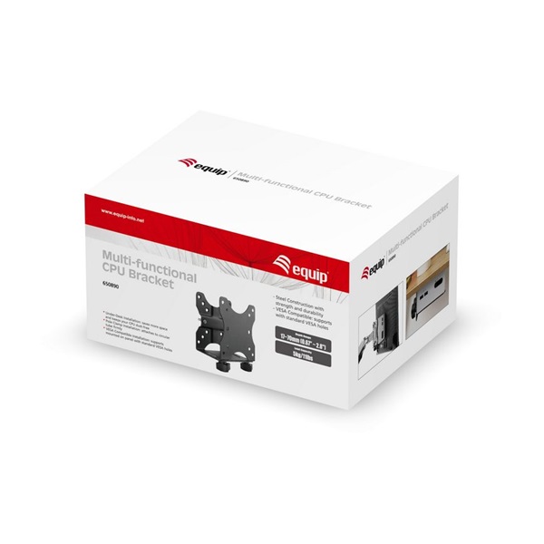 Equip   650890  Univerzális: 100x100 VESA-hoz rögzíthető  Max.: 5kg MiniPC tartó Fekete 