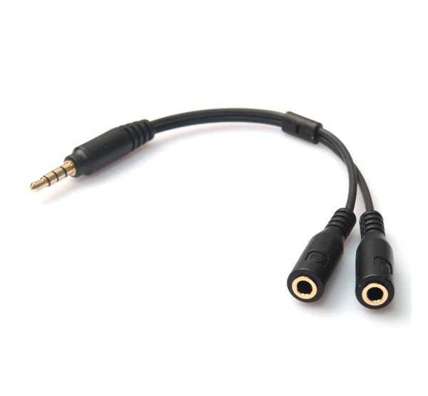 Audió adapter (3.5mm jack dugó - jack aljzat, mikrofon aljzat, 10cm) FEKETE Audió adapter (3.5mm jack dugó - jack aljzat, mikrofon aljzat, 10cm) FEKETE