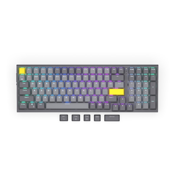 Endorfy Wireless Billentyűzet  Celeris 1800  RGB  Gateron Yellow Switch mechanikus 100 gomb  1,8m US