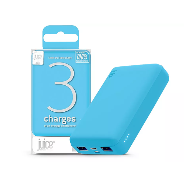 JUICE UNIVERZÁLIS HORDOZHATÓ, ASZTALI AKKUMULÁTOR TÖLTŐ - ECO 3 POWER BANK - 2XUSB +TYPE-C - 10.000 MAH - VILÁGOS KÉK JUICE UNIVERZÁLIS HORDOZHATÓ, ASZTALI AKKUMULÁTOR TÖLTŐ - ECO 3 POWER BANK - 2XUSB +TYPE-C - 10.000 MAH - VILÁGOS KÉK