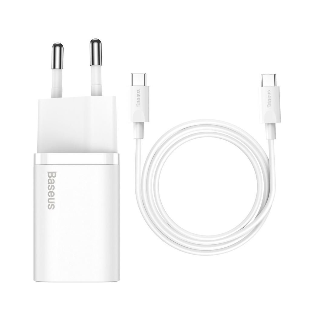 Baseus Super Si 1C gyorstöltő adapter 1m töltőkábellel fehér (TZCCSUP-L02) Baseus Super Si 1C gyorstöltő adapter 1m töltőkábellel fehér (TZCCSUP-L02)