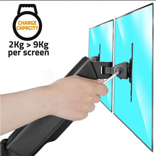 Advance  MECAMOUNT Dual  17-32" dönthető forgatható Monitor Asztali konzol Fekete 