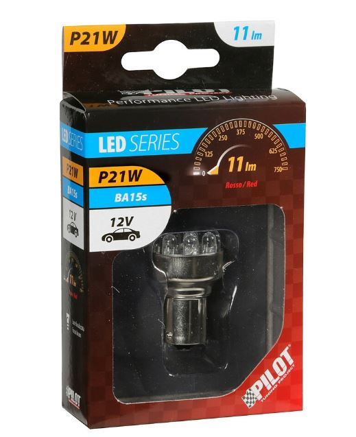 Lampa 12V BA15S 11 LED dióda, piros színű (0158375)