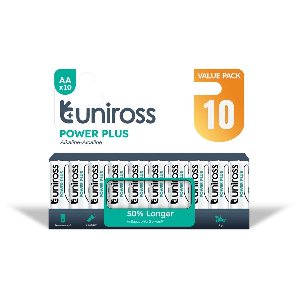 Uniross 1,5V LR6/AA/ceruza tartós alkáli elem POWER PLUS 10db/csomag (UPPAAPK10) Uniross 1,5V LR6/AA/ceruza tartós alkáli elem POWER PLUS 10db/csomag (UPPAAPK10)