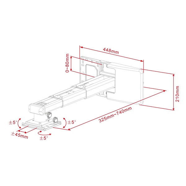 MULTIBRACKETS Projektor oldalfali konzol Short Throw Deluxe, 600-1300 mm, fehér