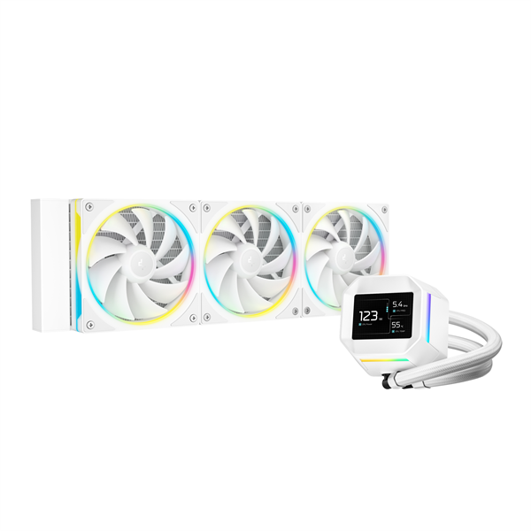 DeepCool   LM360 WH max 36,07dB  max. 122,52 m3/h  3x12cm  LED kijelző CPU Water Cooler Fehér