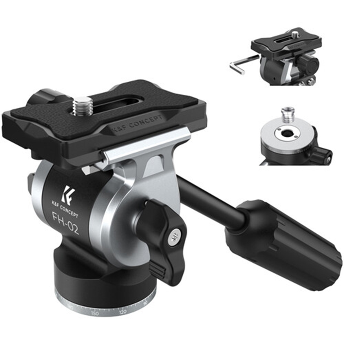 K&F Concept FH-02 Fluid videó állványfej, arca swiss, 3kg teherbírás