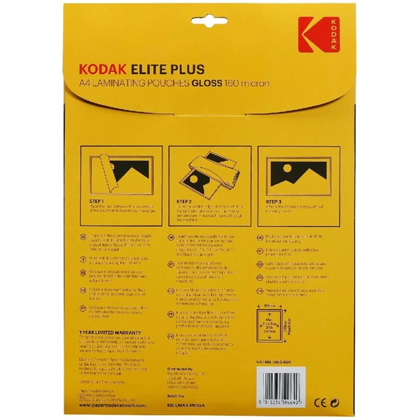 Kodak lamináló fólia (fényes) A4, 160 micron, 25 db