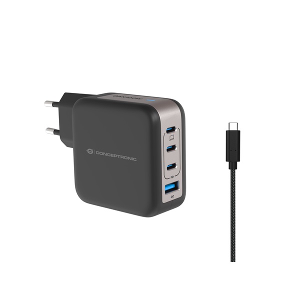 Conceptronic ALTHEA18B 3xUSB-C+USB-A 100W USB-C telefon töltő adapter+kábel Fekete Conceptronic ALTHEA18B 3xUSB-C+USB-A 100W USB-C telefon töltő adapter+kábel Fekete