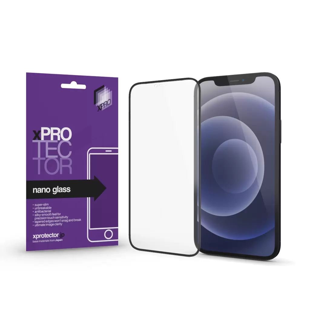 Xpro Nano Glass Apple iPhone 14 Pro kijelzővédő fólia fekete kerettel (126649)