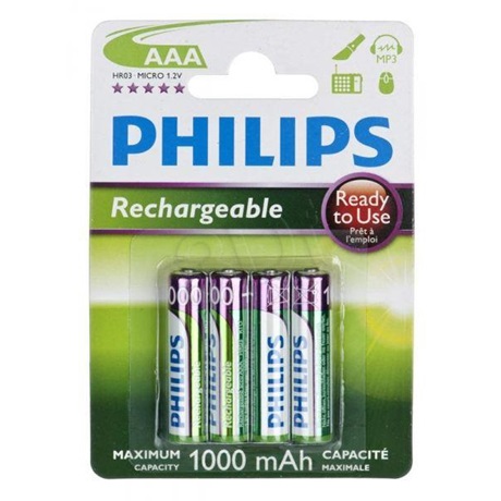 Philips R03B4RTU10/10 AAA 1000 mAh 4-BLISZTER Tölthető elem Philips R03B4RTU10/10 AAA 1000 mAh 4-BLISZTER Tölthető elem