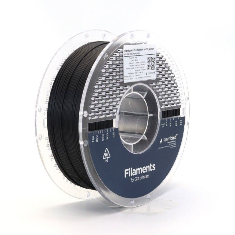 Gembird 3DP-PLA1.75HY-01-BK High Speed PLA filament  1,75mm 1kg Fekete