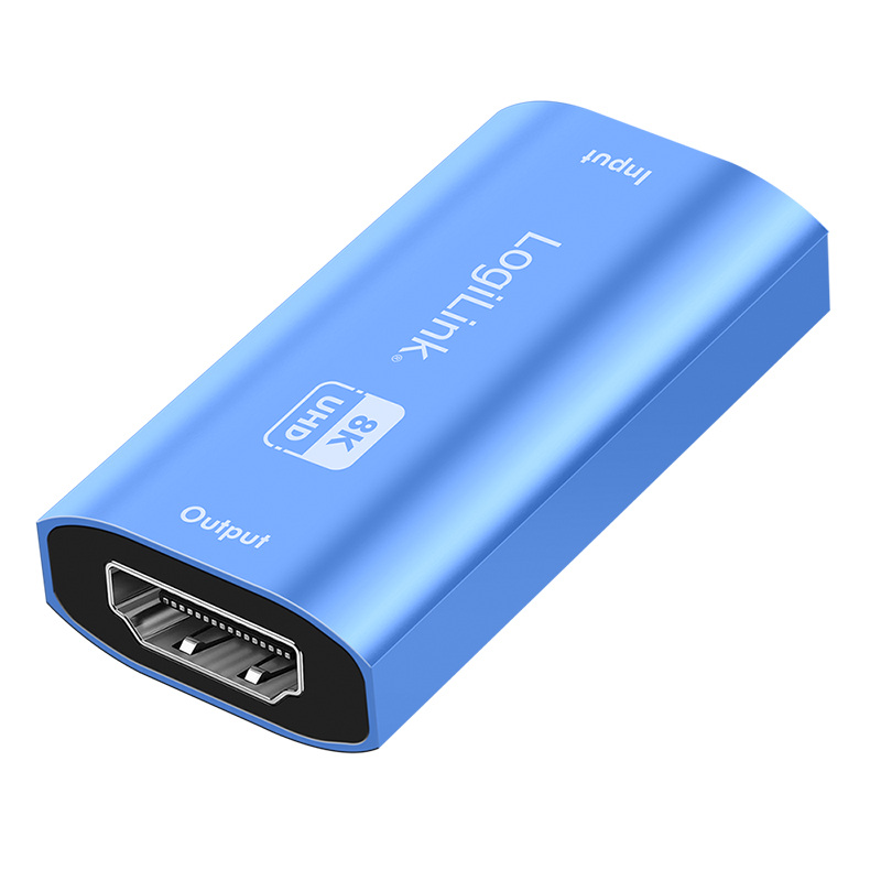 Logilink HDMI repeater, 20m, 8K/60Hz, HDCP 2.3, Alu, kék (HD0064)