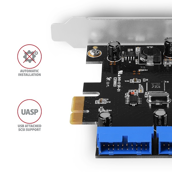 Axagon 4x USB 3.2 Gen1 bővítő kártya PCIe (PCEU-034VL)