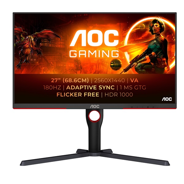 AOC Gaming 180Hz 27" Q27G3XMN/BK monitor 