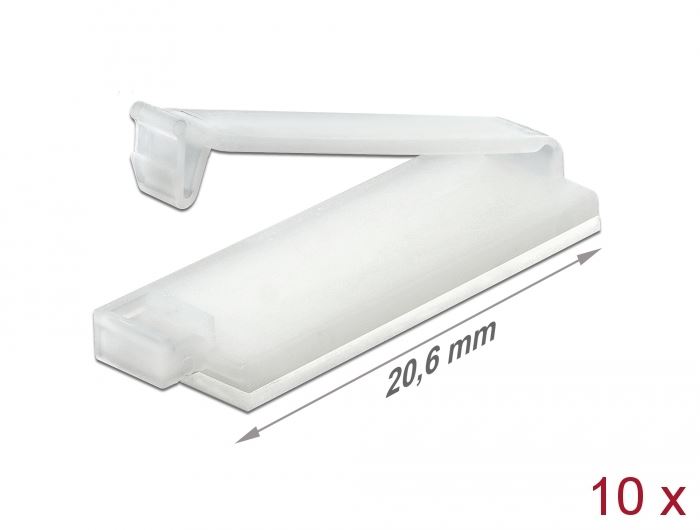 Delock Természetes színű öntapadós kábeltartó, zárócsattal, 10db (60181)