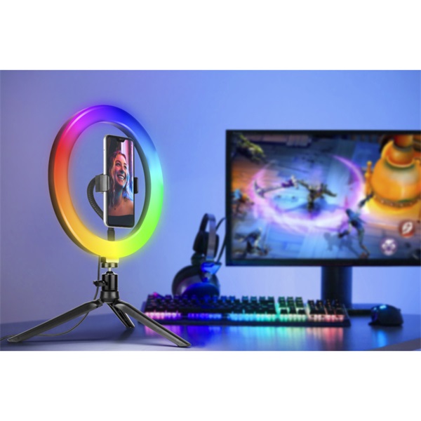 Tracer TRAOSW46807 Ring Light 8 W/26 cm/600-1700 lm/RGB/gyűrűs LED lámpa mini állvánnyal