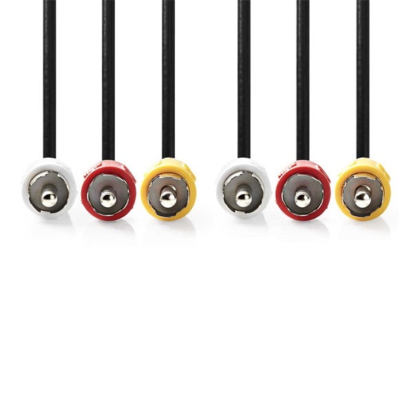 Nedis CVGP24300BK50 3x RCA dugó - 3 RCA dugó 5m kompozit video kábel