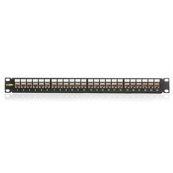 KELINE Patch Panel CAT.6 UTP 24 portos 1U Modular Fekete KELINE Patch Panel CAT.6 UTP 24 portos 1U Modular Fekete