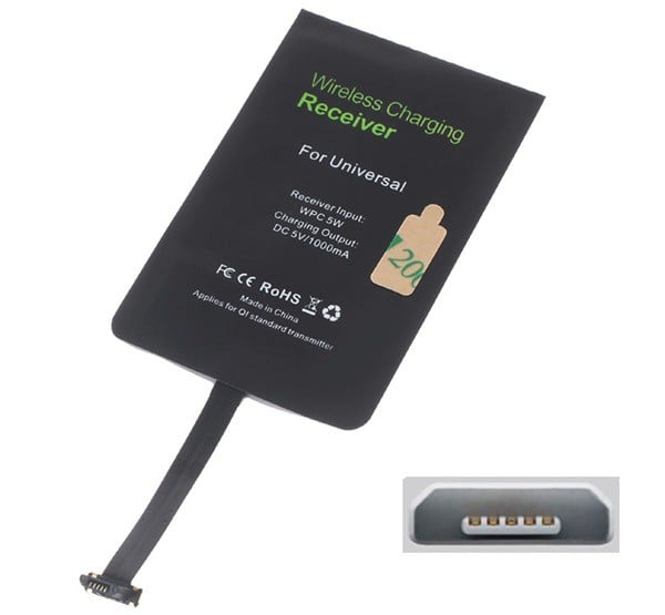 Töltő adapter vezeték nélküli töltéshez (QI Wireless, felső microUSB töltőcsatlakozóhoz, fogadóegység) Töltő adapter vezeték nélküli töltéshez (QI Wireless, felső microUSB töltőcsatlakozóhoz, fogadóegység)