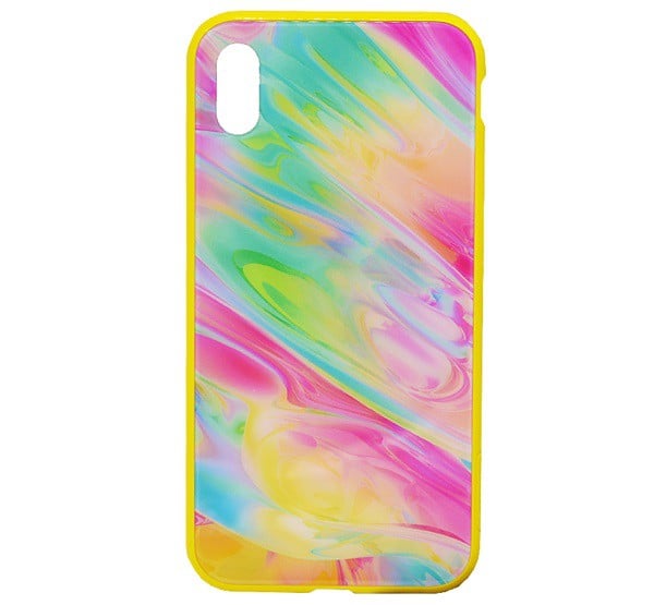 NILLKIN OMBRE telefonvédő szilikon keret (BUMPER, közepesen ütésálló, edzett üveg hátlap, színes) SÁRGA [Apple iPhone XS Max 6.5]