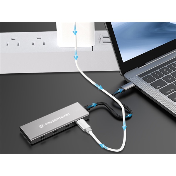 Conceptronic  HUBBIES15G 4 Port  USB-C to 4x USB-C USB Hub Szürke 