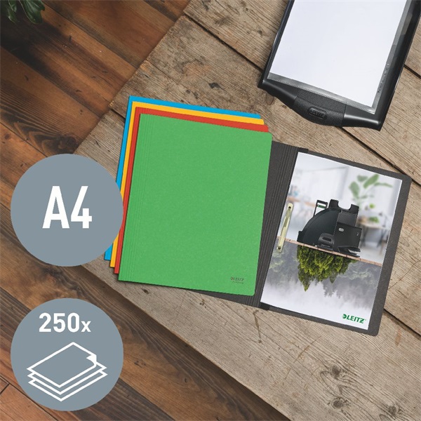 Gyorsfűző, A4, karton, LEITZ "Recycle", sárga