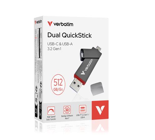 VERBATIM Dual QuickStick 512GB USB-A/C 3.2 Gen1 Pendrive Fekete