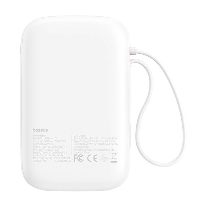 Baseus QPow 2 10000mAh 30W  2xUSB-C powerbank Fehér 
