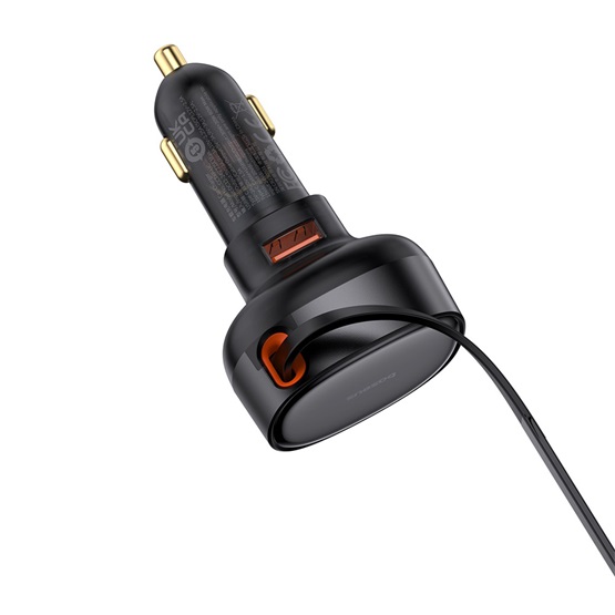  Baseus Enjoyment Pro 60W-os gyors autóstöltő USB-vel Type-C automata behúzós kábellel