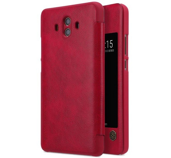 NILLKIN QIN tok álló, bőr hatású (aktív FLIP, oldalra nyíló, S-View Cover) PIROS [Huawei Mate 10]