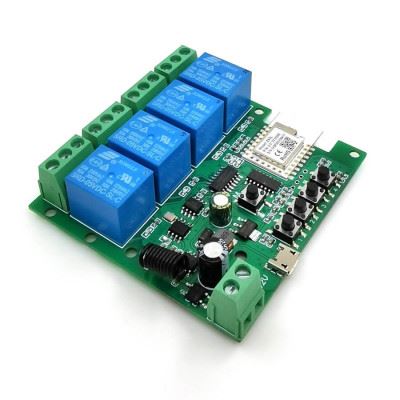 SmartWise 5V-32V négy áramkörös Zigbee + RF NO/NC okosrelé (SMW-REL-532V-4RF-ZB)