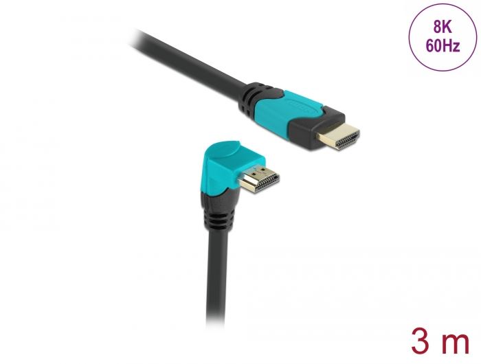 Delock High Speed HDMI csatlakozódugóval 90 ívelt lefelé kábel 3m kék (86993)
