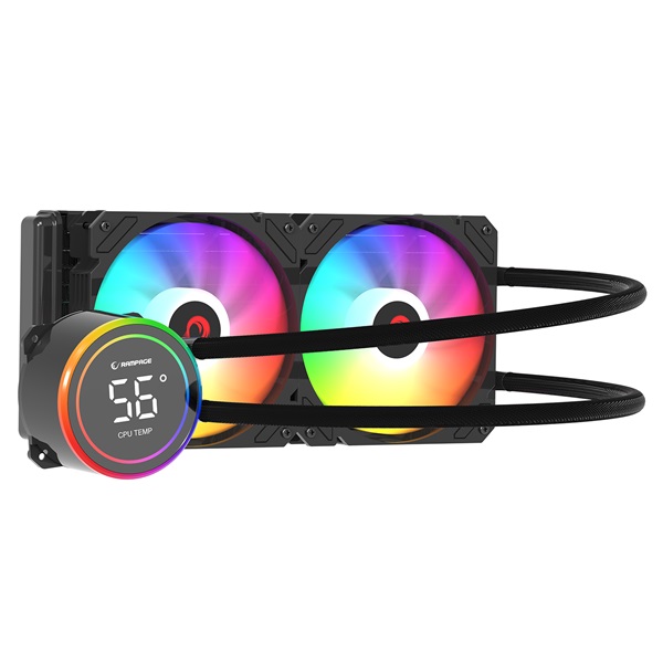 Rampage CPU Water Cooler  HELIOS C15 23dB max.  2x12cm  A-RGB LED  fekete