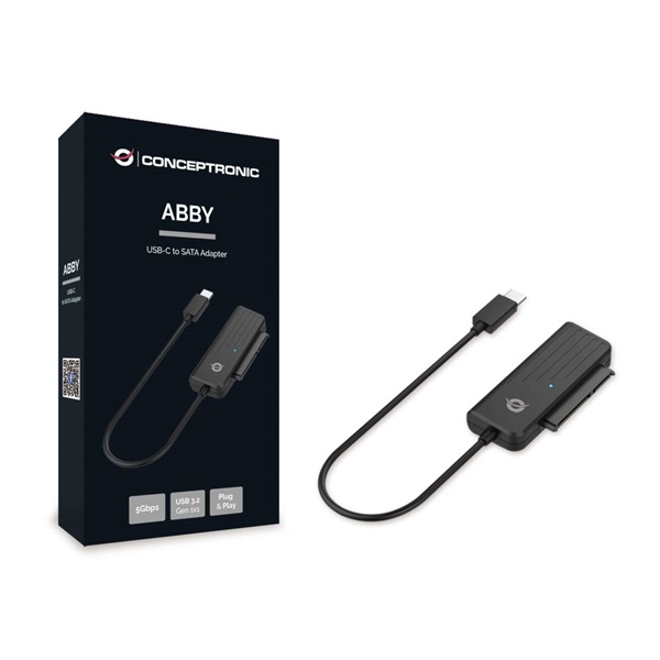 Conceptronic ABBY02B  USB-C 3.2 to SATA Kompatibilis: 2,5" SATA HDD/SSD átalakító