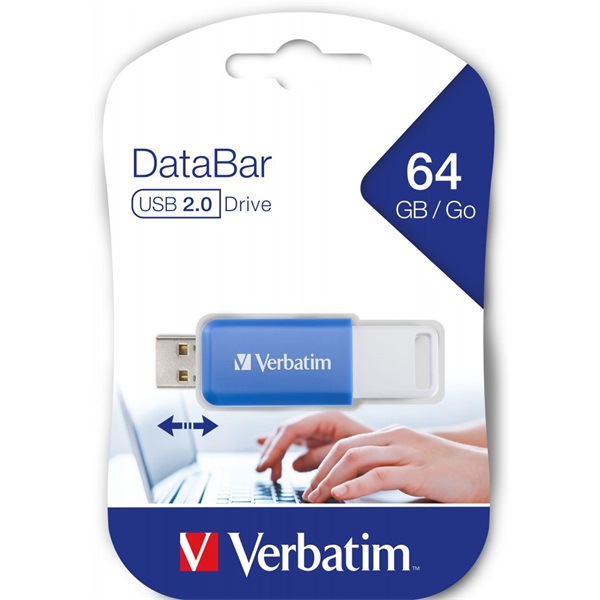 Verbatim 49455 DataBar 64GB USB 2.0 Flash Drive Kék 