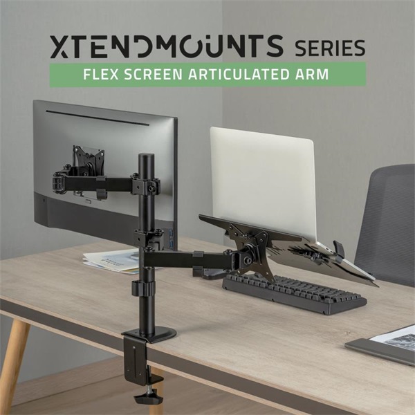 Advance   XTENDMOUNTS FLEX  17-32" Max.: 2x9kg  dönthető  forgatható Monitor/Notebook Asztali konzol  Fekete 