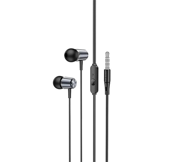 Hoco M108 fülhallgató SZTEREO (3.5mm jack, mikrofon, felvevő gomb) SÖTÉTSZÜRKE (M108_GREY)