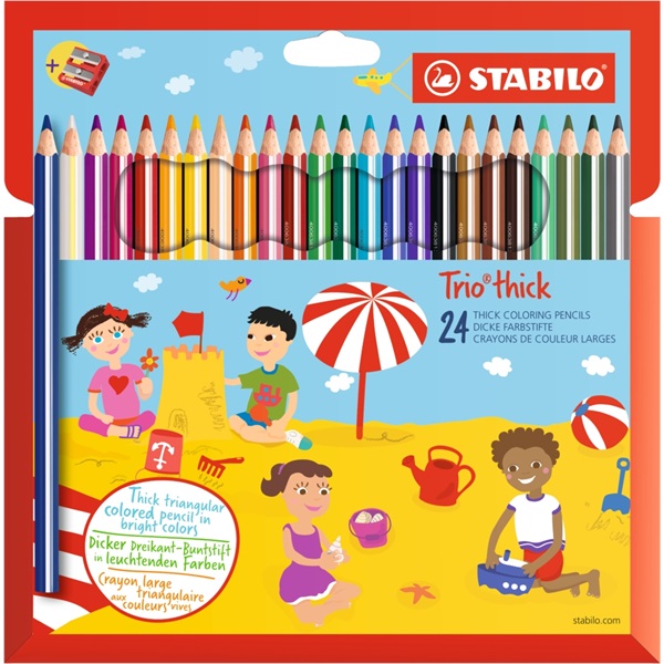 Stabilo Trio 24db-os vegyes színű színes ceruza + hegyező Stabilo Trio 24db-os vegyes színű színes ceruza + hegyező