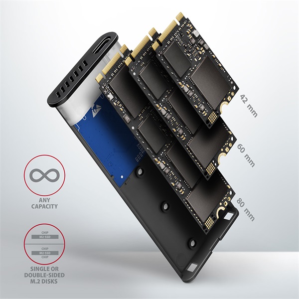 Axagon EEM2-SG2 M.2 külső SSD ház szürke