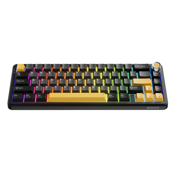 BILL MARVO TITAN 65 vezeték nélküli gaming billentyűzet - Fekete - US /Banana Crystal Linear/